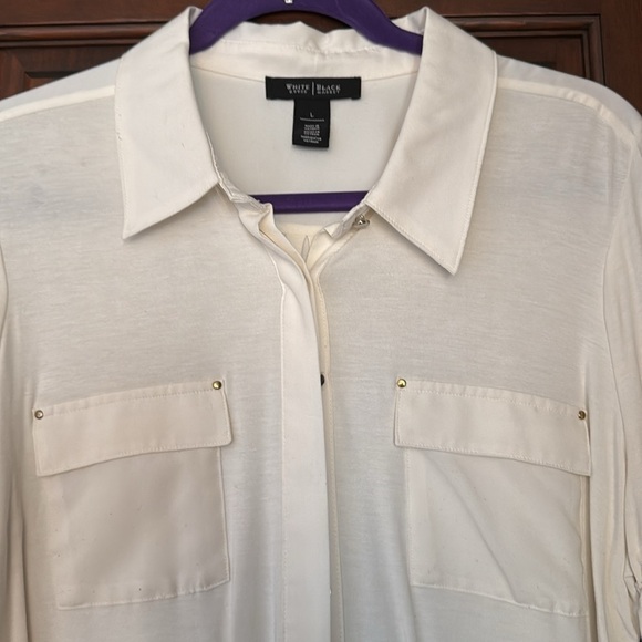 White House Black Market White Button Down Blouse - Picture 9 of 10